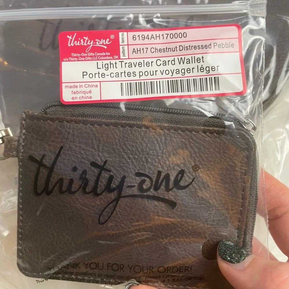 Thirty-one Chestnut Distressed Pebble Half Moon Crossbody + Card Wallet NWT - Picture 5 of 7
